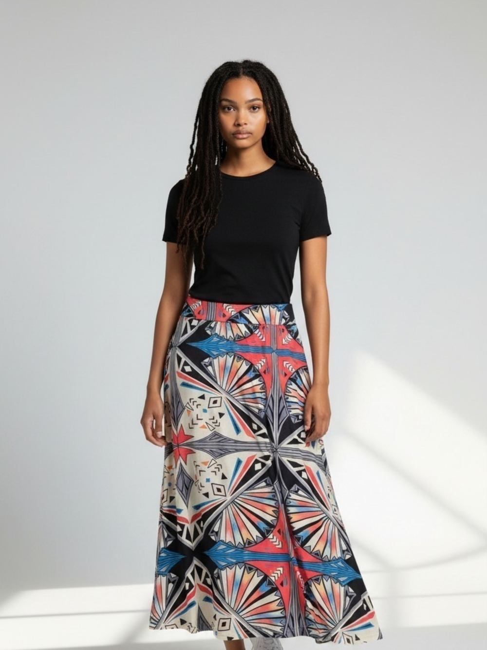 Womens Printed Maxi Skirt - Multicolor